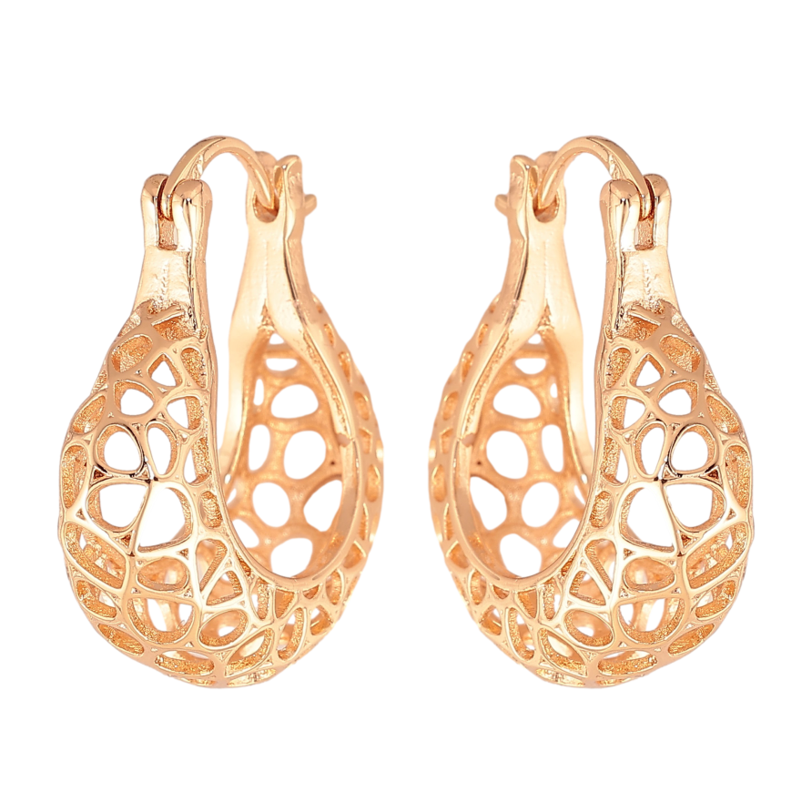 Сережки Xuping M&L колір 18K замок-шпилька "Декоративний візерунок" ø 2см фото №1