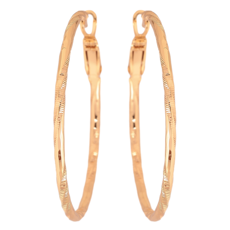 Сережки Xuping M&L колір 18K кільця (конго) "Декоративний візерунок" ø 4см фото №1 Сережки Xuping M&L колір 18K кільця (конго) "Декоративний візерунок" ø 4см фото №1