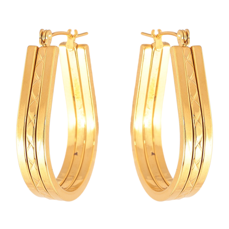 Сережки Xuping TTM Stainless Steel колір 14К замок-шпилька "Декоративний візерунок" фото №8 Сережки Xuping TTM Stainless Steel колір 14К замок-шпилька "Декоративний візерунок" фото №8