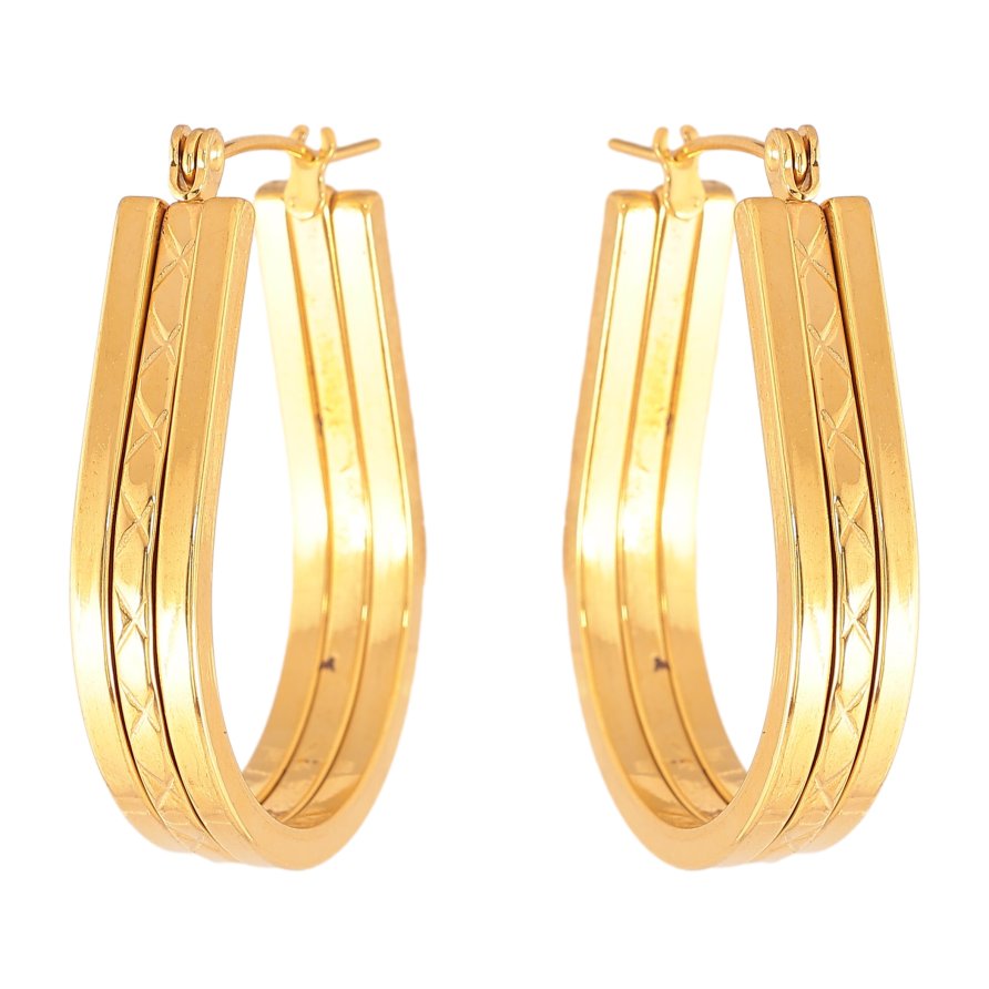 Сережки Xuping TTM Stainless Steel колір 14К замок-шпилька "Декоративний візерунок"  фото №1