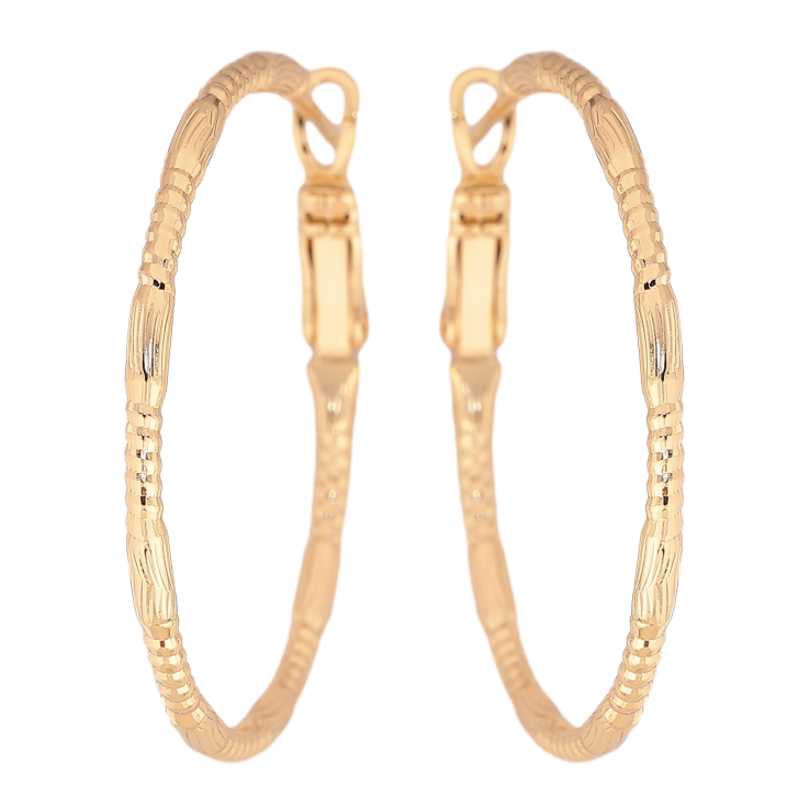 Сережки Xuping колір Позолота 14K кільця (конго) "Декоративний візерунок" ø 3.5см фото №11 Сережки Xuping колір Позолота 14K кільця (конго) "Декоративний візерунок" ø 3.5см фото №11