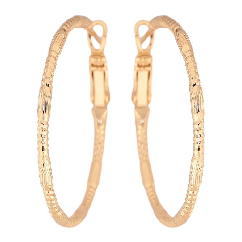 Сережки Xuping колір Позолота 14K кільця (конго) "Декоративний візерунок" ø 3.5см фото №1