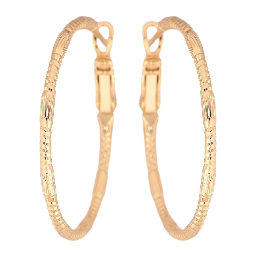 Сережки Xuping колір Позолота 14K кільця (конго) "Декоративний візерунок" ø 3.5см фото №1