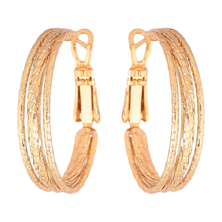 Сережки Xuping колір позолота 18K кільця (конго) декоративний візерунок ø 2.5см фото №23