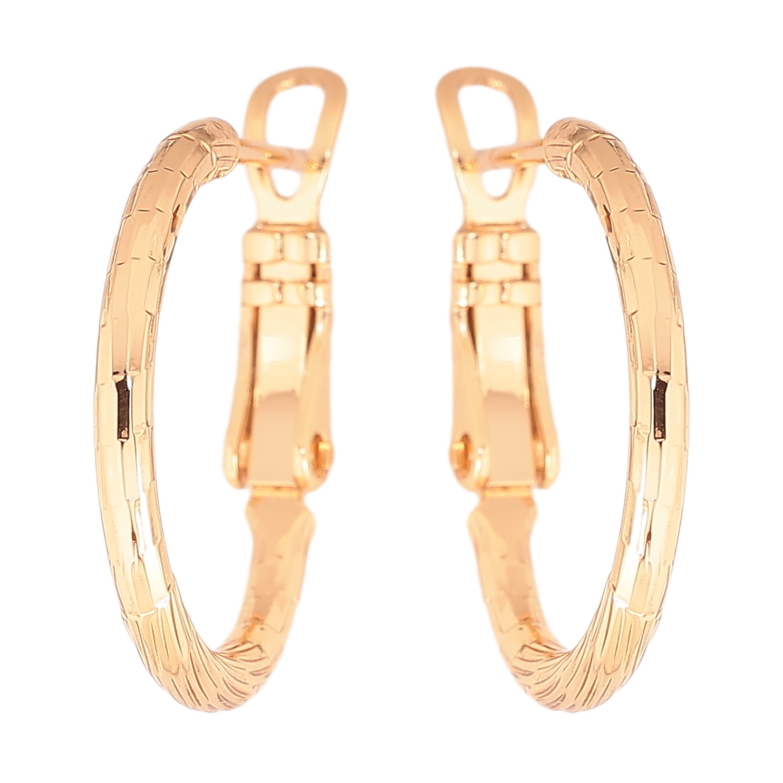 Сережки Xuping колір позолота 18K кільця (конго) декоративний візерунок ø 2см фото №1