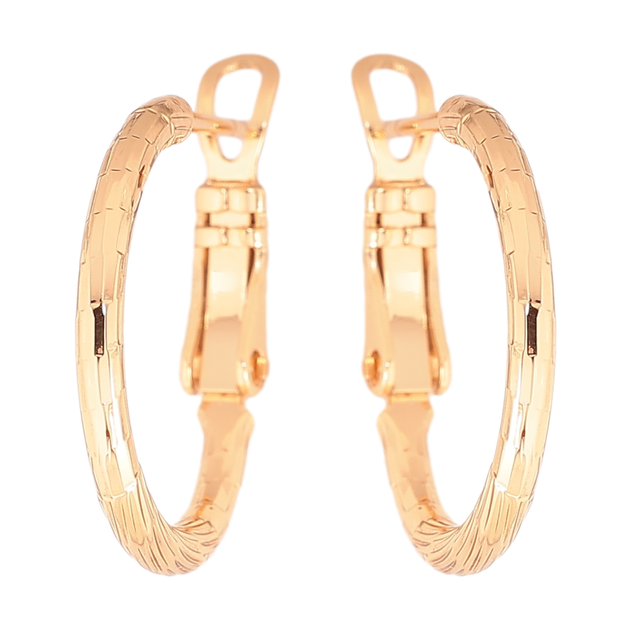 Сережки Xuping колір позолота 18K кільця (конго) декоративний візерунок ø 2см фото №1