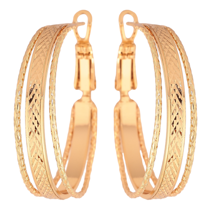 Сережки Xuping колір позолота 18K кільця (конго) декоративний візерунок ø 3см фото №15