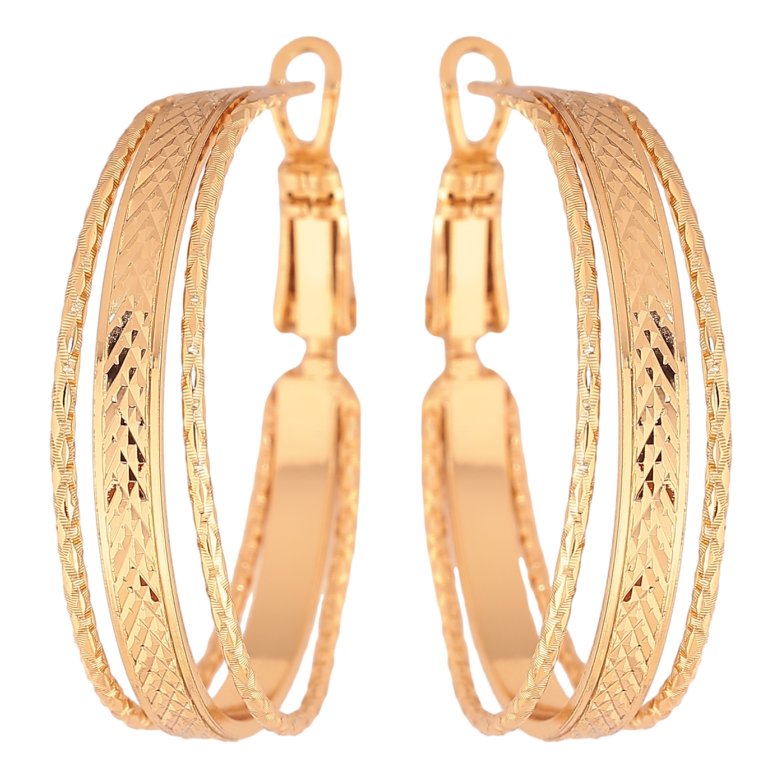 Сережки Xuping колір позолота 18K кільця (конго) декоративний візерунок ø 3см фото №1