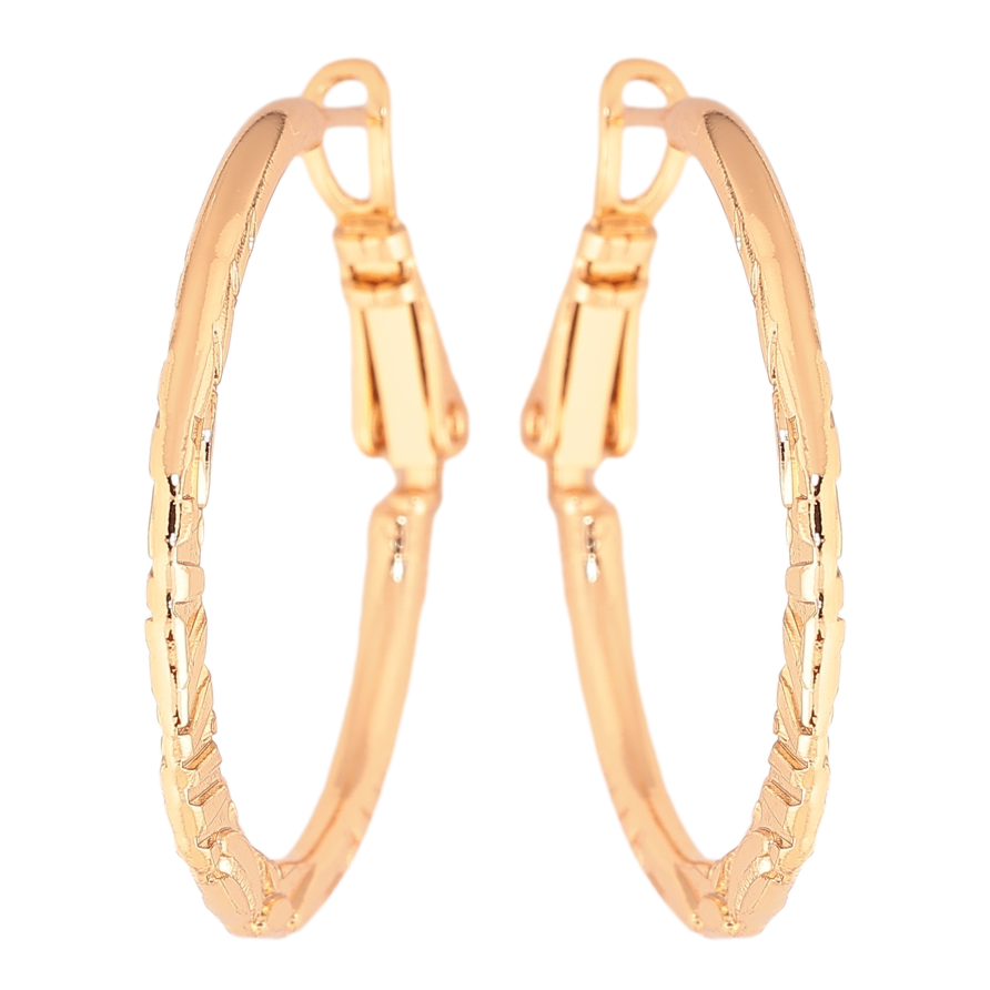 Сережки Xuping колір позолота 18K кільця (конго) декоративний візерунок ø 3см фото №1