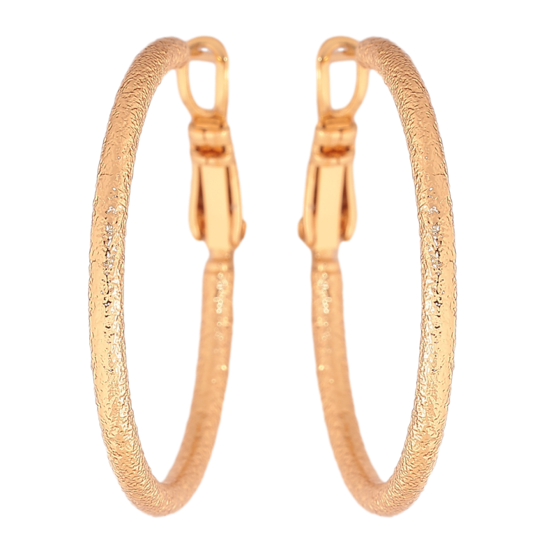 Сережки Xuping колір позолота 18K кільця (конго) декоративний візерунок ø 3см фото №5