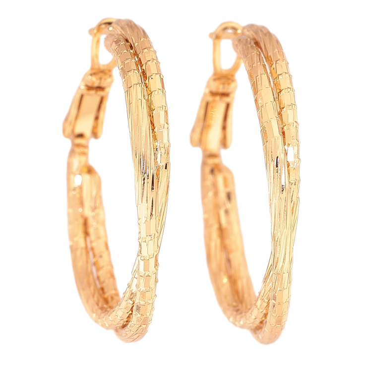 Сережки Xuping колір позолота 18K кільця (конго) декоративний візерунок ø 3см фото №13