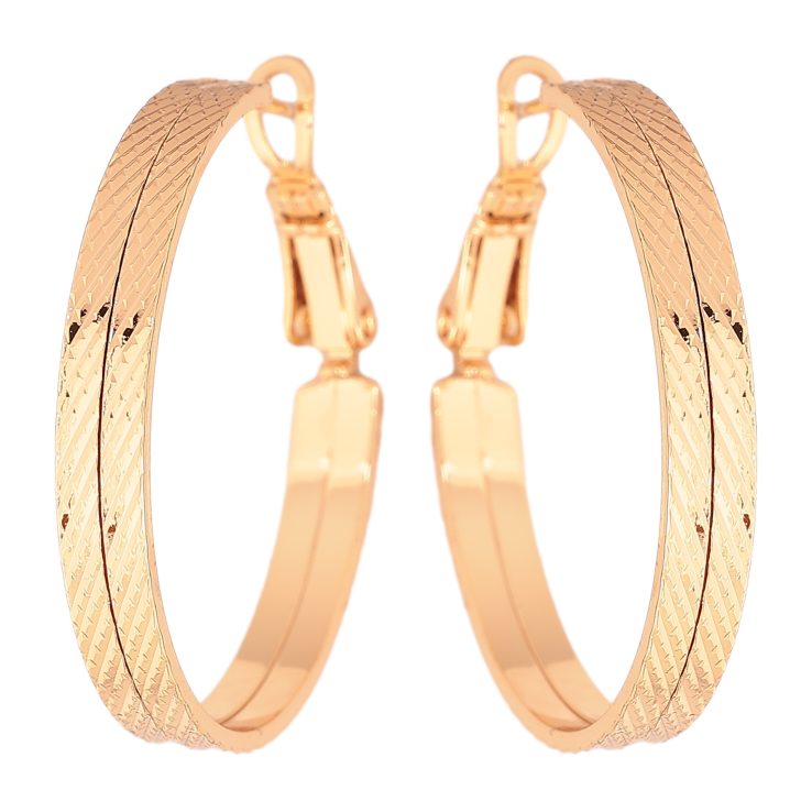 Сережки Xuping колір позолота 18K кільця (конго) декоративний візерунок ø 3см фото №10