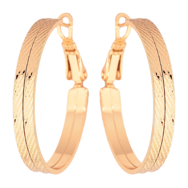 Сережки Xuping колір позолота 18K кільця (конго) декоративний візерунок ø 3см фото №2