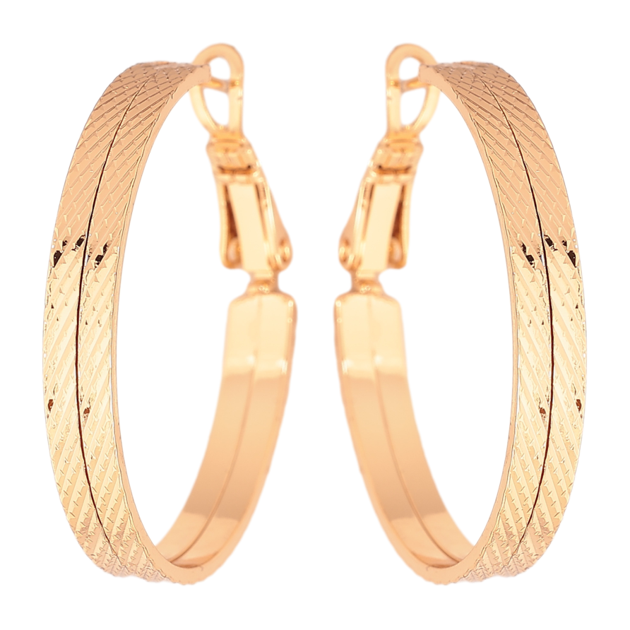 Сережки Xuping колір позолота 18K кільця (конго) декоративний візерунок ø 3см фото №1