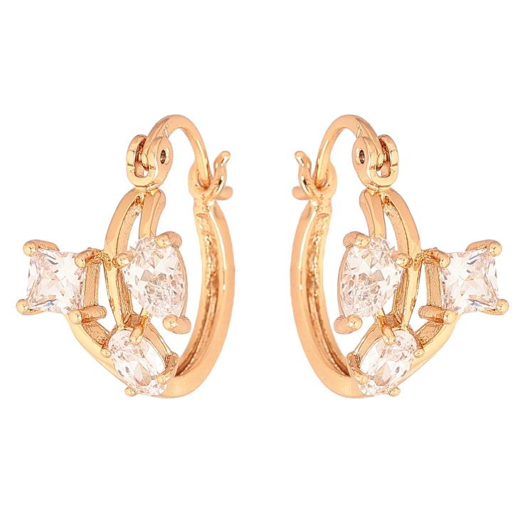 Сережки Xuping колір Позолота 18K замок-шпилька "Візерунок з кристалами" фото №10 Сережки Xuping колір Позолота 18K замок-шпилька "Візерунок з кристалами" фото №10