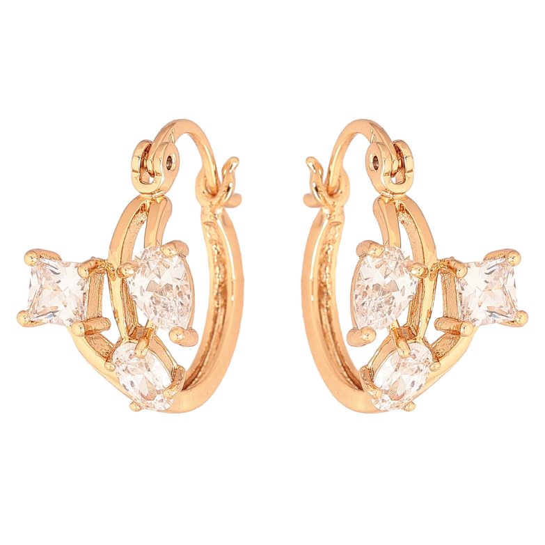 Сережки Xuping колір Позолота 18K замок-шпилька "Візерунок з кристалами" фото №1