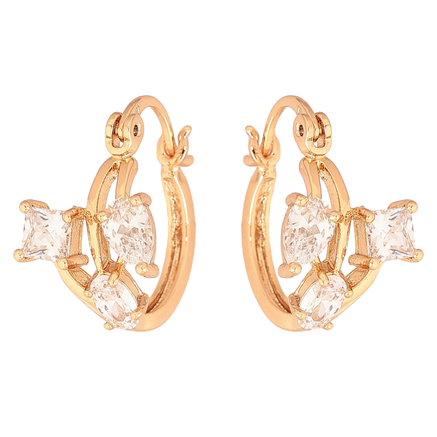 Сережки Xuping колір Позолота 18K замок-шпилька "Візерунок з кристалами" фото №1