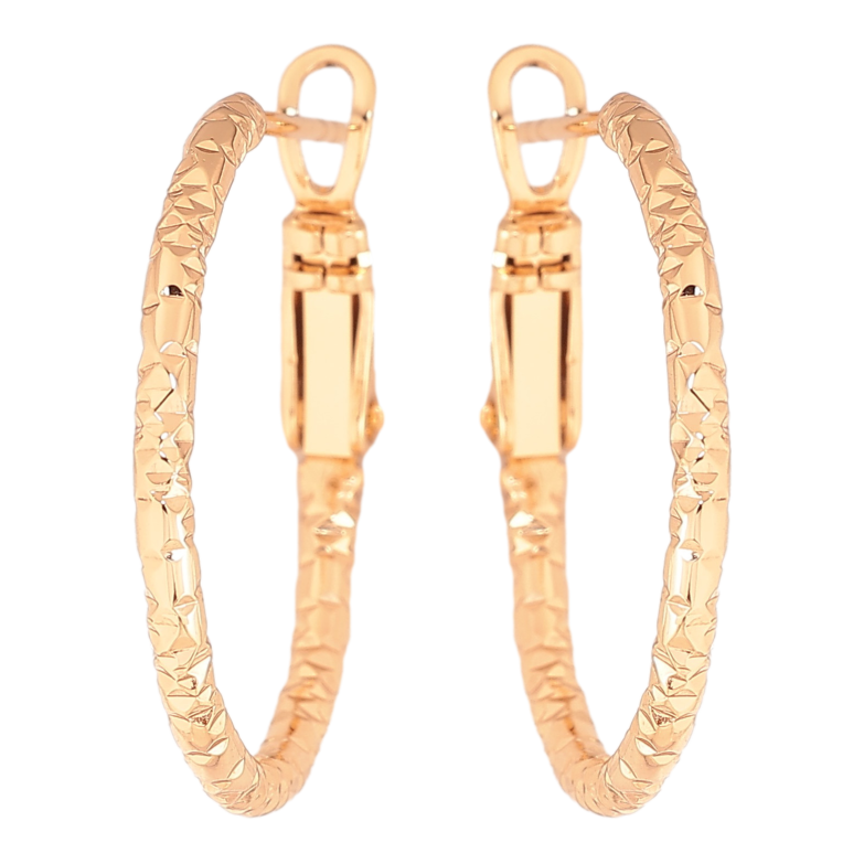 Сережки Xuping колір Позолота 18K кільця (конго) "Декоративний візерунок" ø 2.5см фото №1