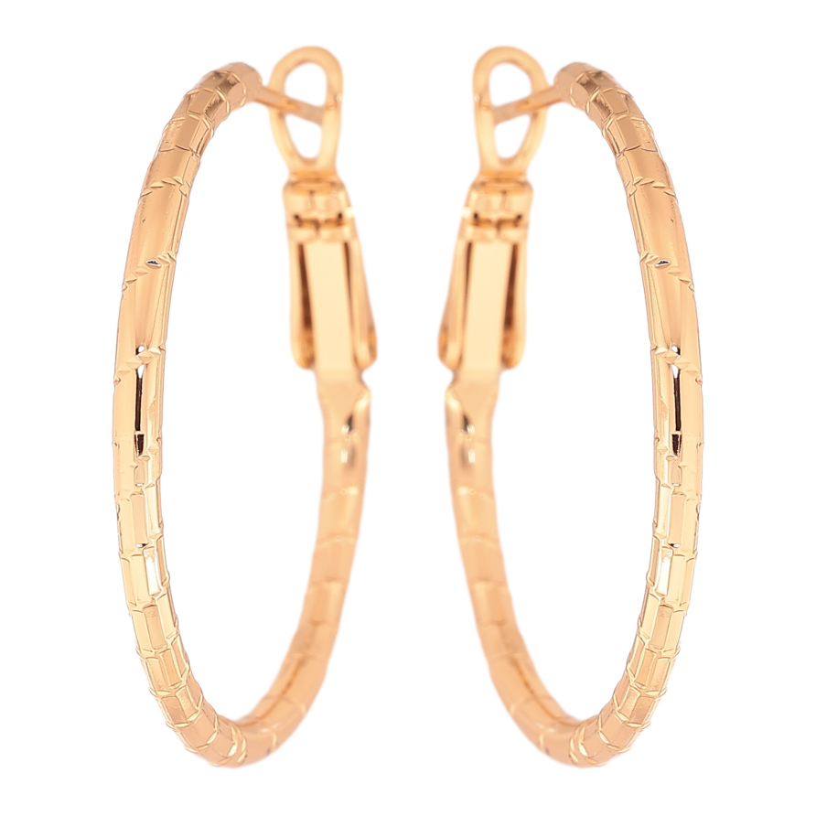 Серьги Xuping цвет Позолота 18K кольца (конго) "Декоративный узор" ø 3см фото №1