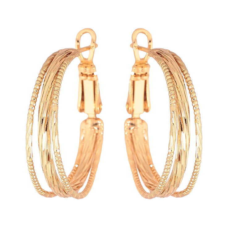 Сережки Xuping колір Позолота 18K кільця (конго) "Декоративний візерунок" ø 2.5см фото №24 Сережки Xuping колір Позолота 18K кільця (конго) "Декоративний візерунок" ø 2.5см фото №24