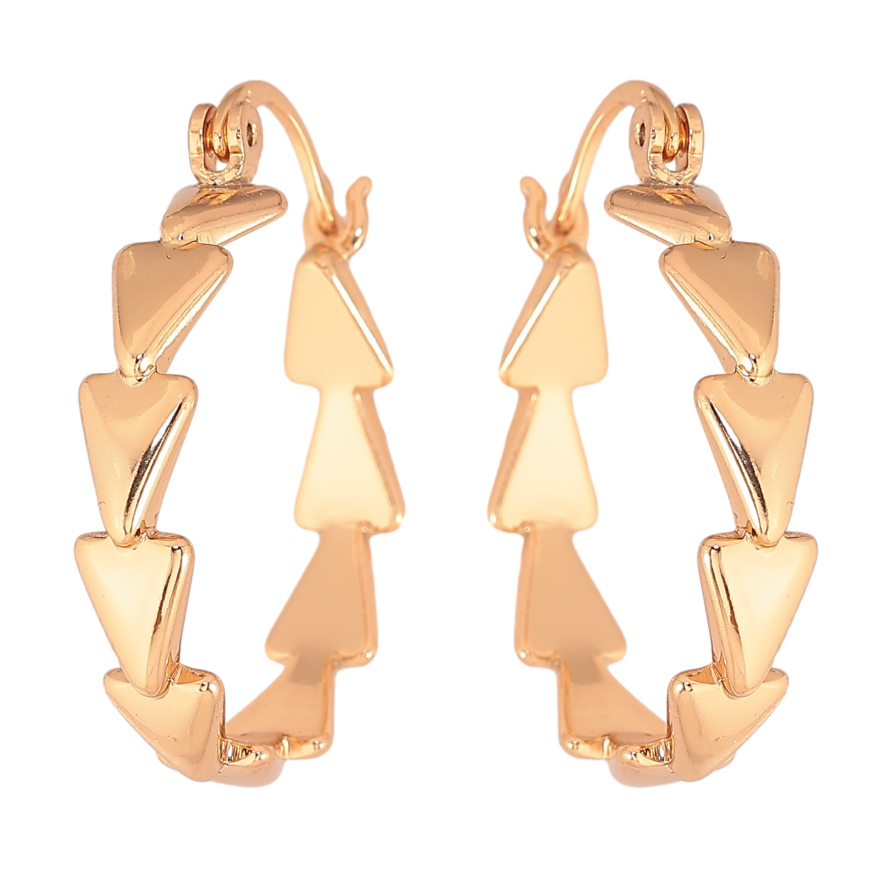 Сережки Xuping колір Позолота 18K кільця (конго) "Декоративний візерунок" ø 2.5см фото №1