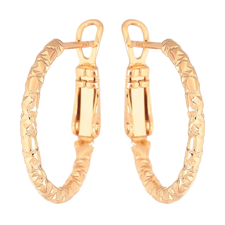 Сережки Xuping колір Позолота 18K кільця (конго) "Декоративний візерунок" ø 2см фото №1