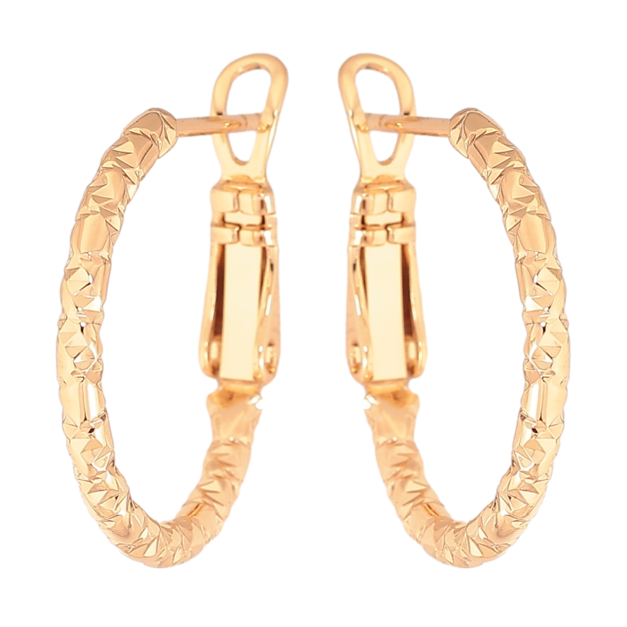 Сережки Xuping колір Позолота 18K кільця (конго) "Декоративний візерунок" ø 2см фото №1