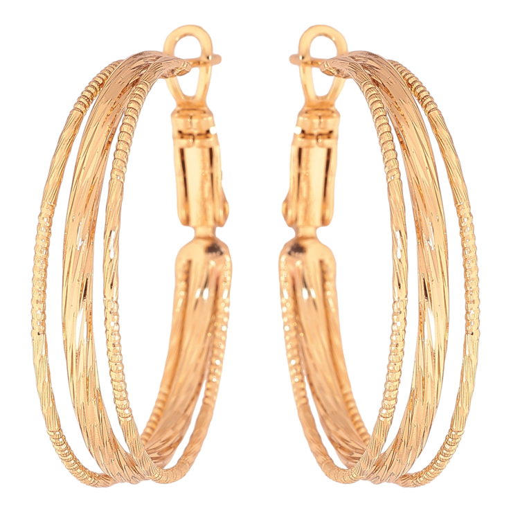 Сережки Xuping колір Позолота 18K кільця (конго) "Декоративний візерунок" ø 3см фото №19 Сережки Xuping колір Позолота 18K кільця (конго) "Декоративний візерунок" ø 3см фото №19