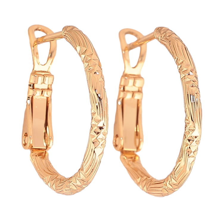 Сережки Xuping колір Позолота 18K кільця (конго) "Декоративний візерунок" ø 2см фото №12 Сережки Xuping колір Позолота 18K кільця (конго) "Декоративний візерунок" ø 2см фото №12