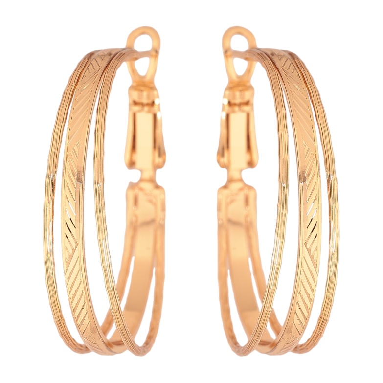 Серьги Xuping цвет Позолота 18K кольца (конго) "Декоративный узор" ø 3см фото №1