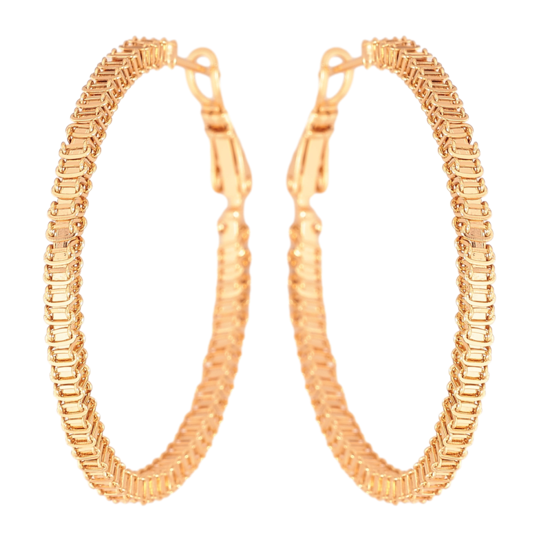 Сережки Xuping колір Позолота 18K кільця (конго) "Декоративний візерунок" ø 4см фото №6