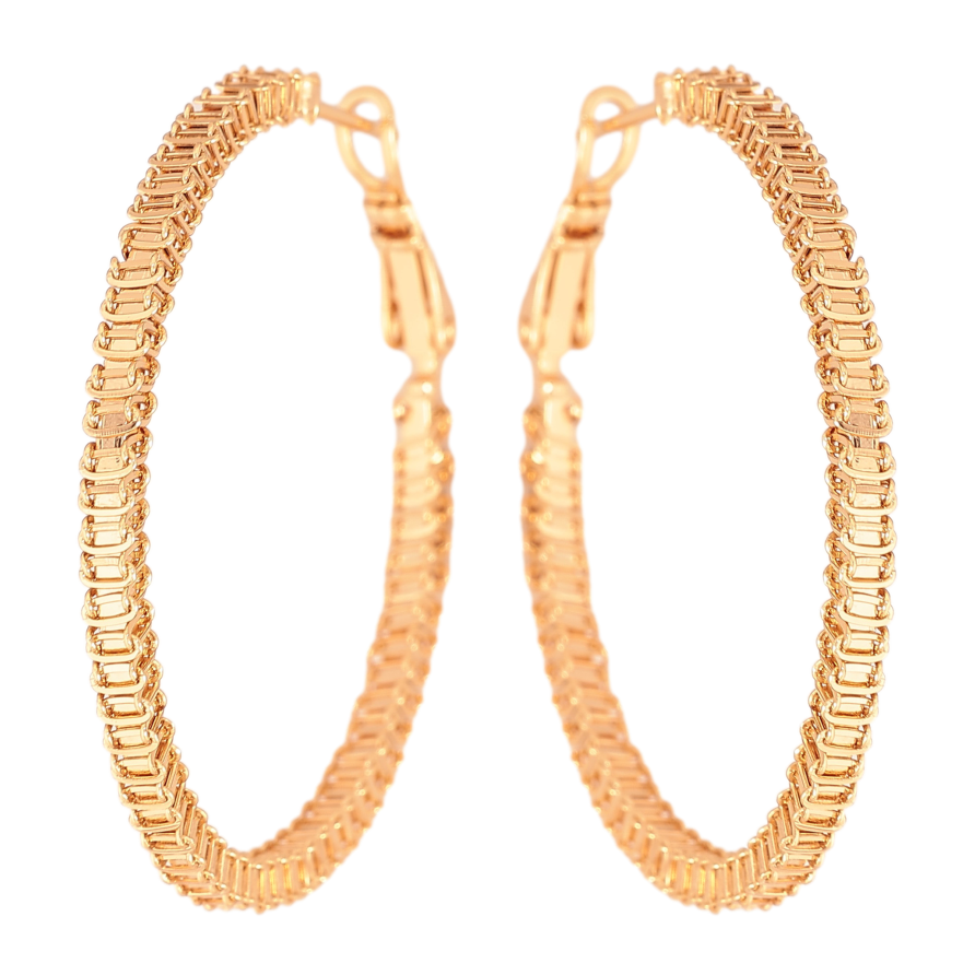 Сережки Xuping колір Позолота 18K кільця (конго) "Декоративний візерунок" ø 4см фото №1