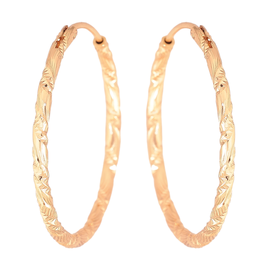 Серьги Xuping цвет Позолота 18K кольца (конго) "Декоративный узор" ø 3см фото №1