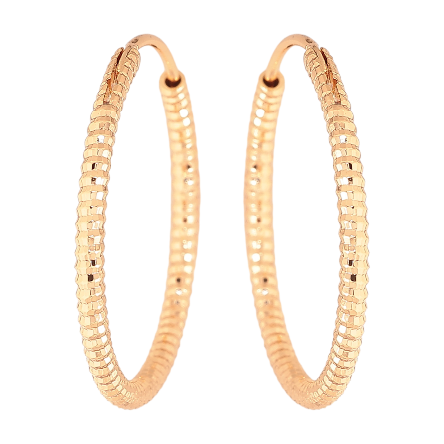 Сережки Xuping колір Позолота 18K кільця (конго) "Декоративний візерунок" ø 2.7см фото №1