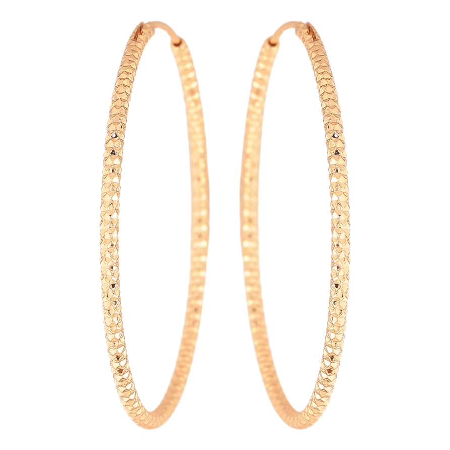 Сережки Xuping колір Позолота 18K кільця (конго) "Декоративний візерунок" ø 5см фото №1