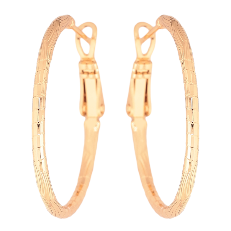 Сережки Xuping колір Позолота 18K кільця (конго) "Декоративний візерунок" ø 3см фото №1