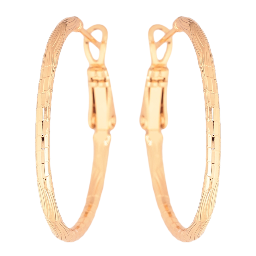 Сережки Xuping колір Позолота 18K кільця (конго) "Декоративний візерунок" ø 3см фото №1