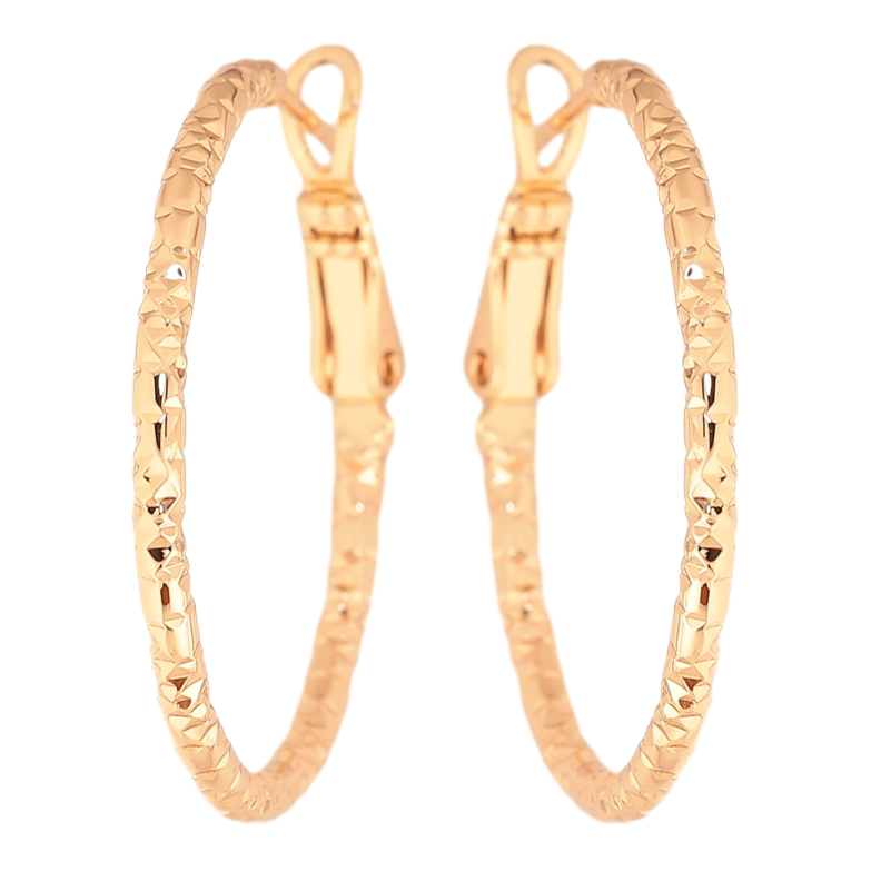 Сережки Xuping колір Позолота 18K кільця (конго) "Декоративний візерунок" ø 3см фото №1