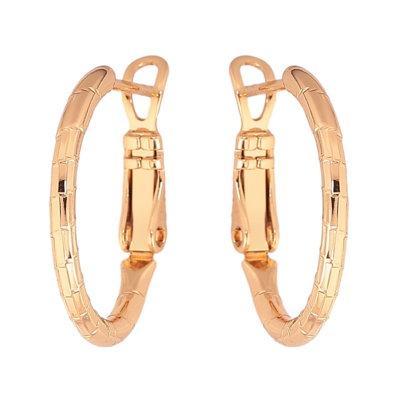 Серьги Xuping цвет Позолота 18K кольца (конго) "Декоративный узор" ø 2см фото №1