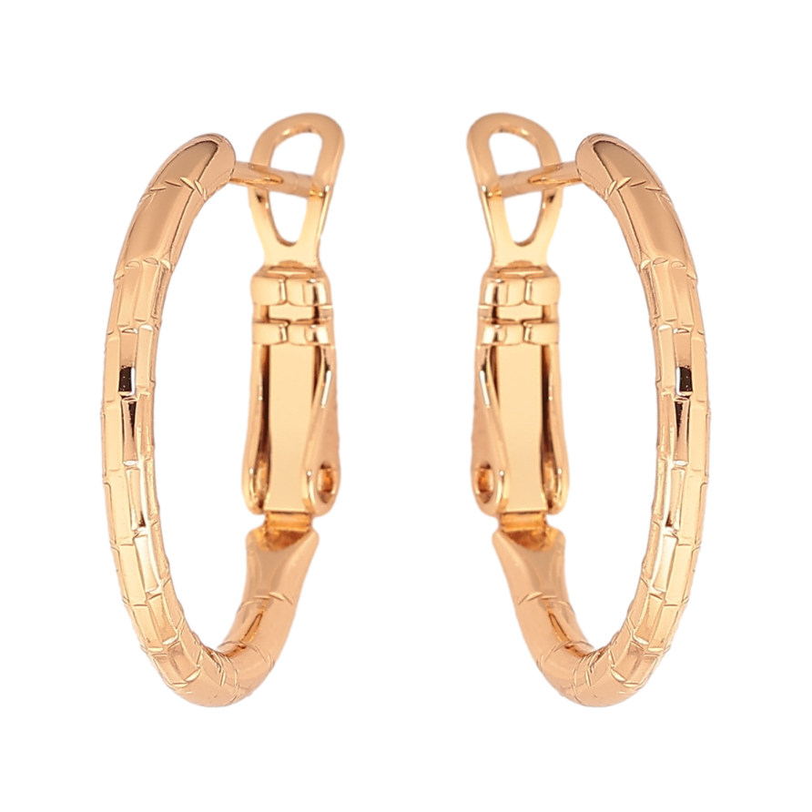 Сережки Xuping колір Позолота 18K кільця (конго) "Декоративний візерунок" ø 2см фото №1