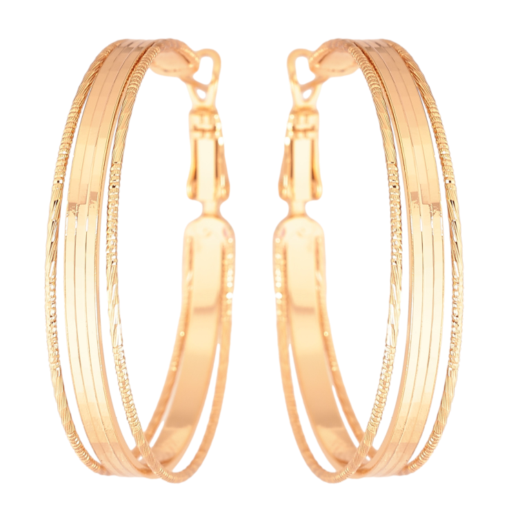 Сережки Xuping колір Позолота 18K кільця (конго) "Декоративний візерунок" ø 4см фото №8 Сережки Xuping колір Позолота 18K кільця (конго) "Декоративний візерунок" ø 4см фото №8