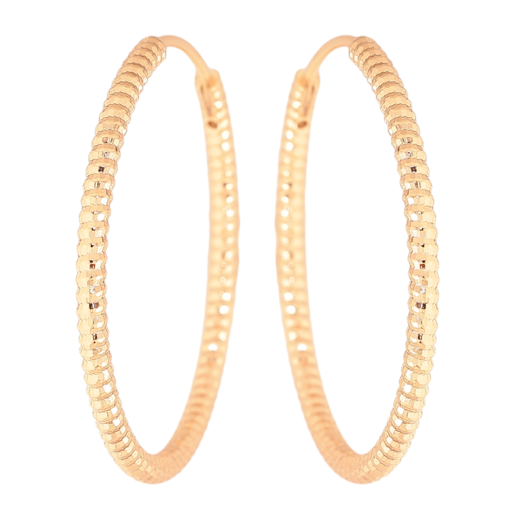 Сережки Xuping колір Позолота 18K кільця (конго) "Декоративний візерунок" ø 3см фото №4 Сережки Xuping колір Позолота 18K кільця (конго) "Декоративний візерунок" ø 3см фото №4