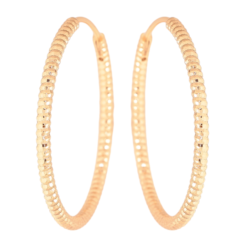 Сережки Xuping колір Позолота 18K кільця (конго) "Декоративний візерунок" ø 3см фото №1