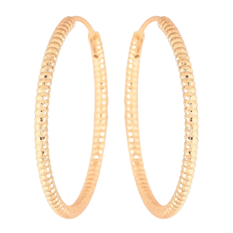 Сережки Xuping колір Позолота 18K кільця (конго) "Декоративний візерунок" ø 3см фото №1