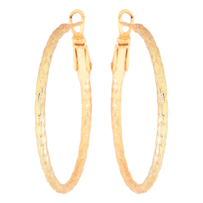 Сережки Xuping колір Позолота 18K кільця (конго) "Декоративний візерунок" ø 3.5см фото №6