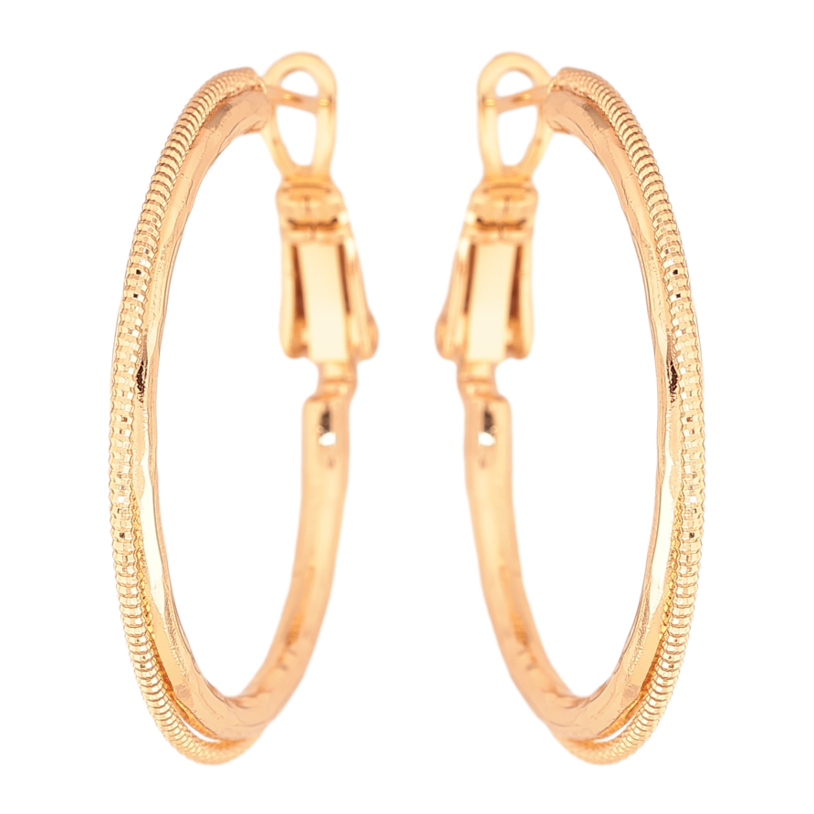 Сережки Xuping колір Позолота 18K кільця (конго) "Декоративний візерунок" ø 3см фото №1