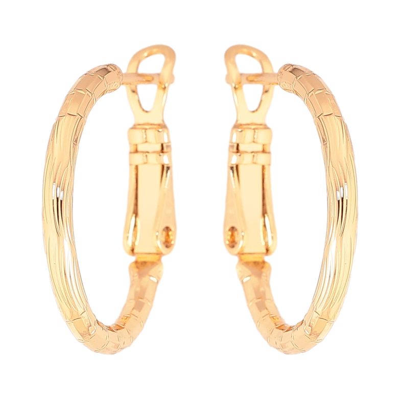 Сережки Xuping колір Позолота 18K кільця (конго) "Декоративний візерунок" ø 2см фото №1