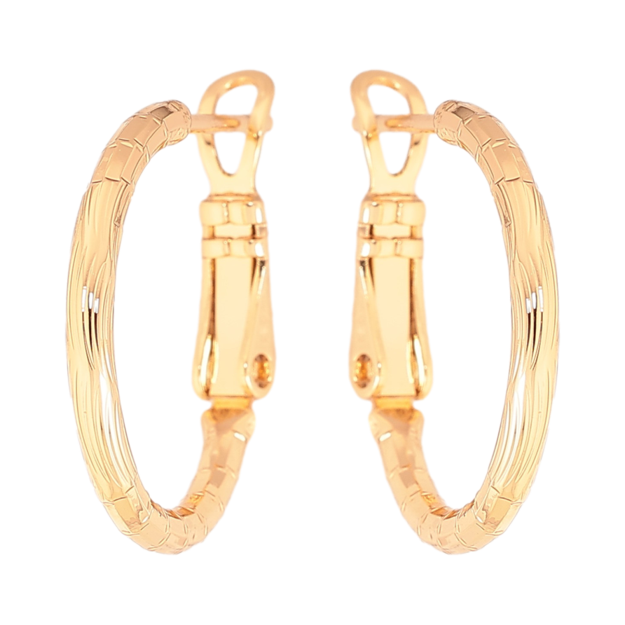 Сережки Xuping колір Позолота 18K кільця (конго) "Декоративний візерунок" ø 2см фото №1