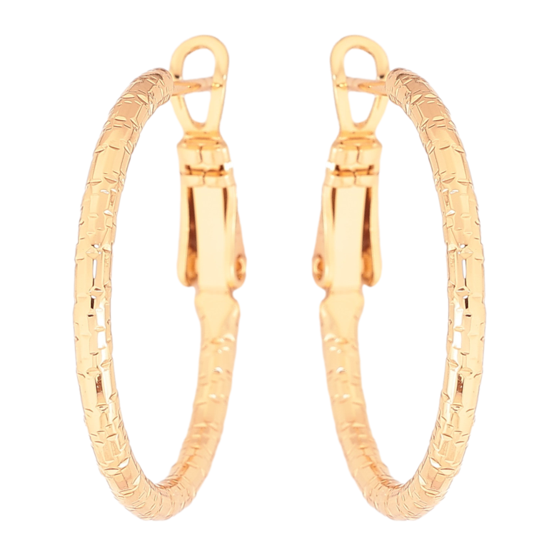 Серьги Xuping цвет Позолота 18K кольца (конго) "Декоративный узор" ø 2.5см фото №1