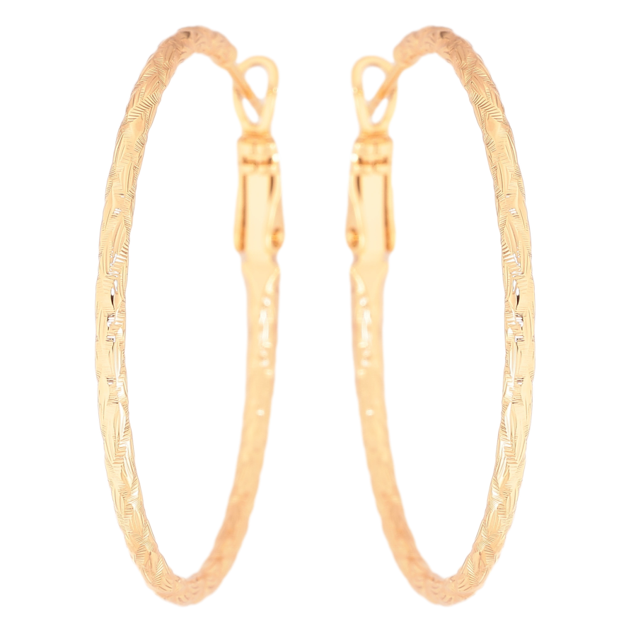 Сережки Xuping колір Позолота 18K кільця (конго) "Декоративний візерунок" ø 4см фото №1